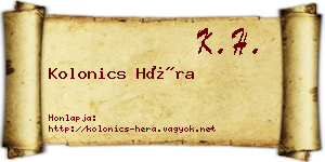 Kolonics Héra névjegykártya